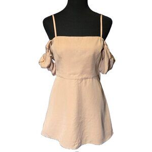 Fame & Partners Off-Shoulder Cottagecore Peasant Dress Size 4 Tan NWT Milkmaid